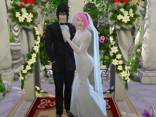 Sakura Bruiloft partij Naruto Hentai Nethorare vrouw in bruiloft kleding echtgenoot Hoorndrager Anime